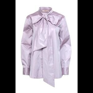 Tory Burch shirt womens 2 purple tie front lightweight irredescent feminine